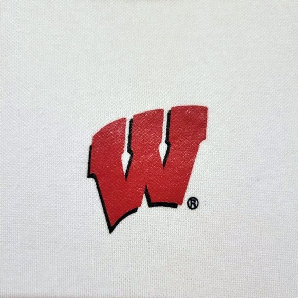 Wisconsin Mens White and Red Polyester Shirt - Picture 2 of 4
